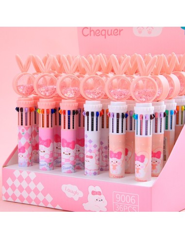 PENNA 10 COLORI CON CONIGLIETTO E CUORICINI