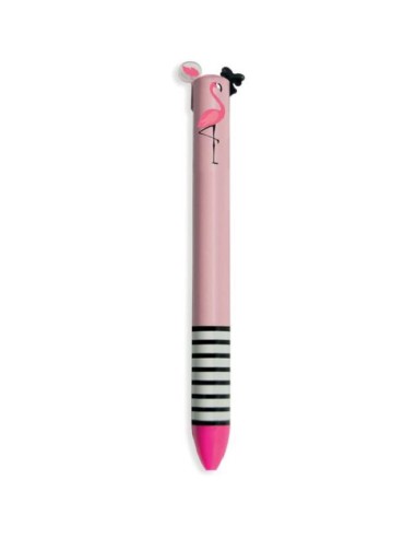 PENNA CLICK&CLACK 2 COLORI NERO/FUCSIA - FENICOTTERO