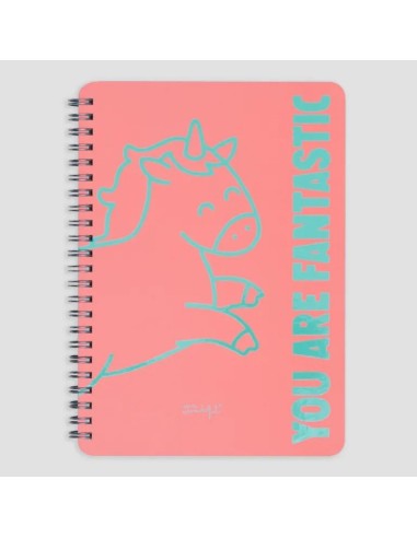 QUADERNO A QUADRETTI UNICORNO ROSA - YOU ARE FANTASTIC