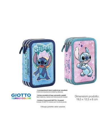 ASTUCCIO 3 ZIP STITCH DISNEY - ROSA/AZZURRO