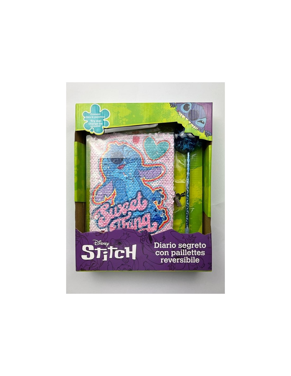 DIARIO SEGRETO STITCH DISNEY CON PAILLETTES REVERSIBILE | Guida Book Store