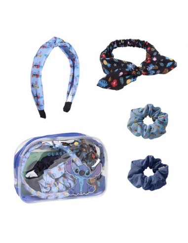 ASTUCCIO 3 ELASTICI + FRONTINO PER CAPELLI STITCH