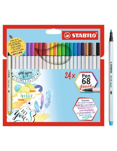 PENNARELLI STABILO PEN 68 BRUSH PUNTA PENNELLO CONF. DA 24 568/24-211