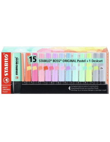 EVIDENZIATORI STABILO BOSS PASTEL DESK-SET DA 15 7015-02