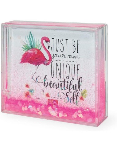 PORTAFOTO CON GLITTER - FENICOTTERO ROSA