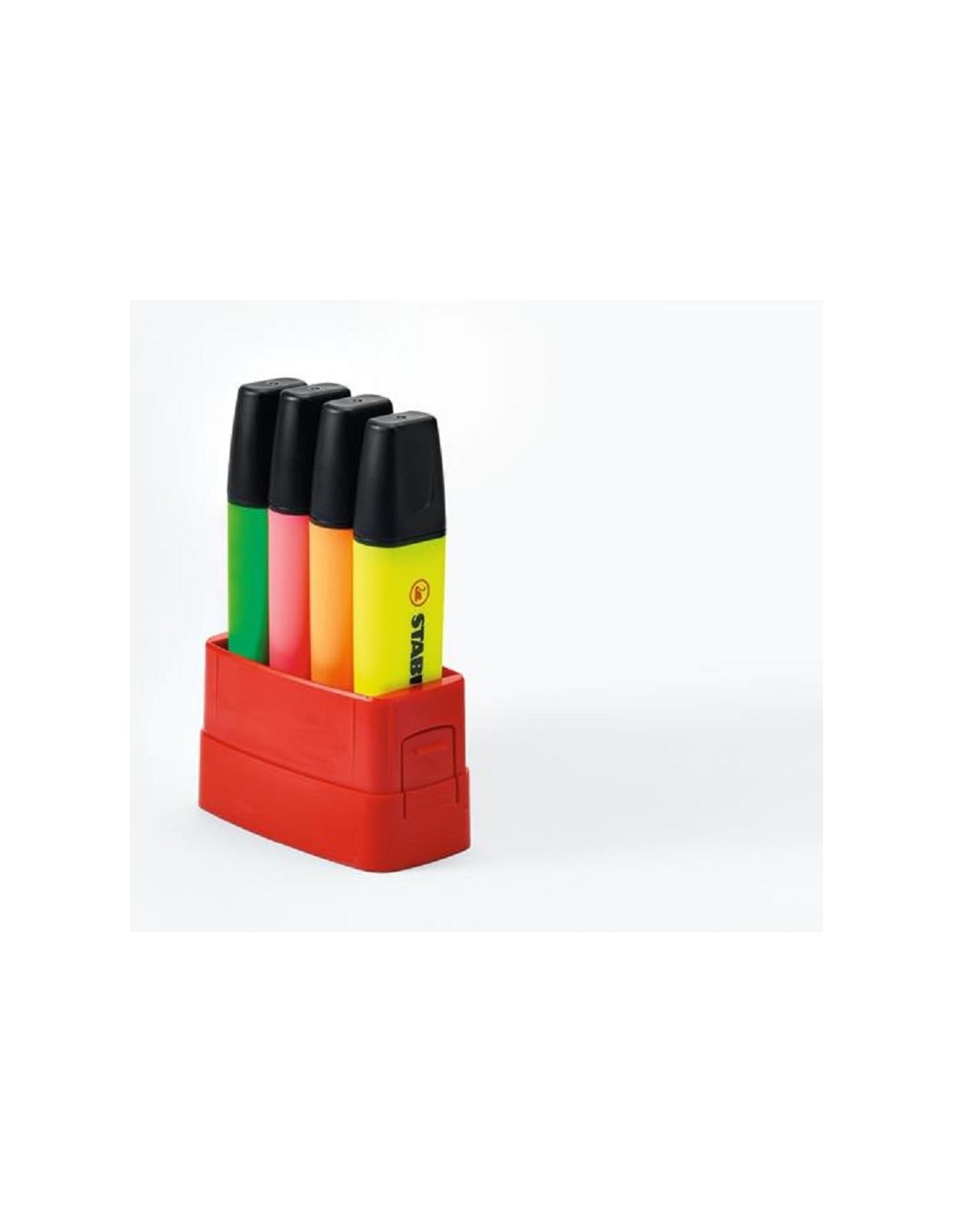 STABILO BOSS ORIGINAL evidenziatore Set da scrivania da 4 colori (nero,  plastica, 177g) come regali-aziendali su