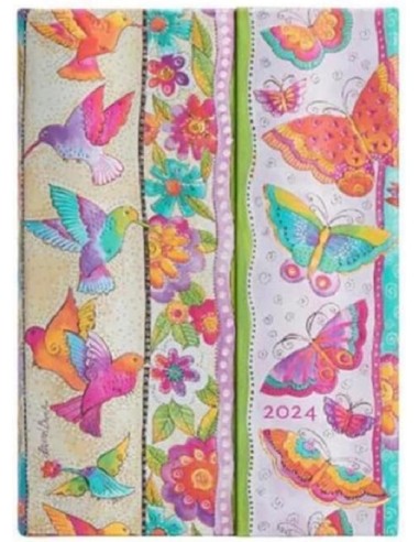 Paperblanks Agende 12 Mesi 2024 Farfalle e Colibrì | Giornaliera | Mid